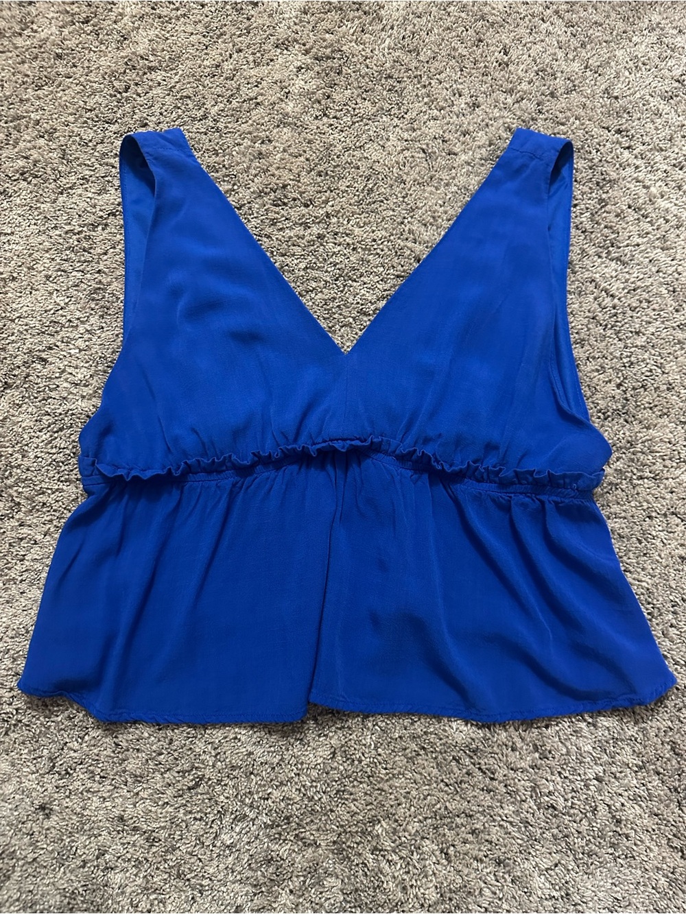 Sadie & Sage Royal Blue V-Neck Ruffled Waist Camisole